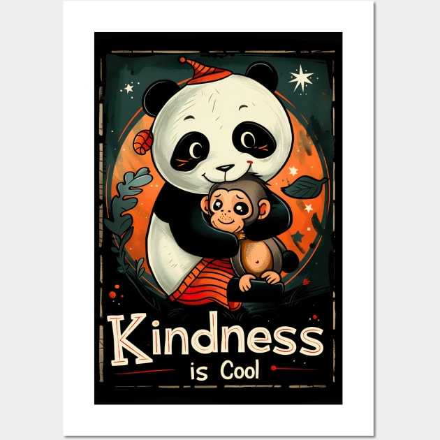 Kindness is Cool-Panda and Monkey 1 Wall Art by Peter Awax